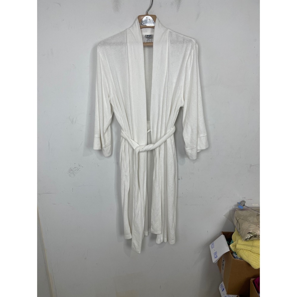 Natori Womens White Terry Cloth Spa Robe Shawl Collar Belted M DC4101Y
